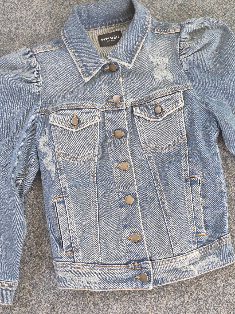 Retrofete Light Blue Distressed Denim Jacket-S